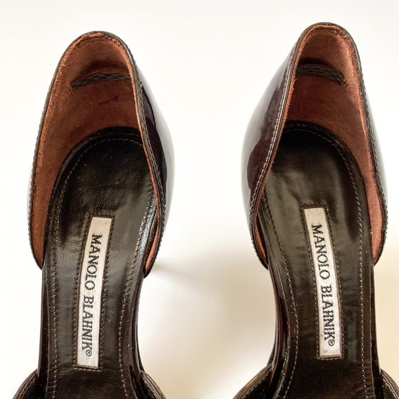 Manolo Blahnik Black Patent D'Orsay Pumps Size 36 - Picture 11 of 14